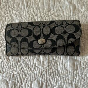 Coach Black and Gray Women's wallet Accordian style